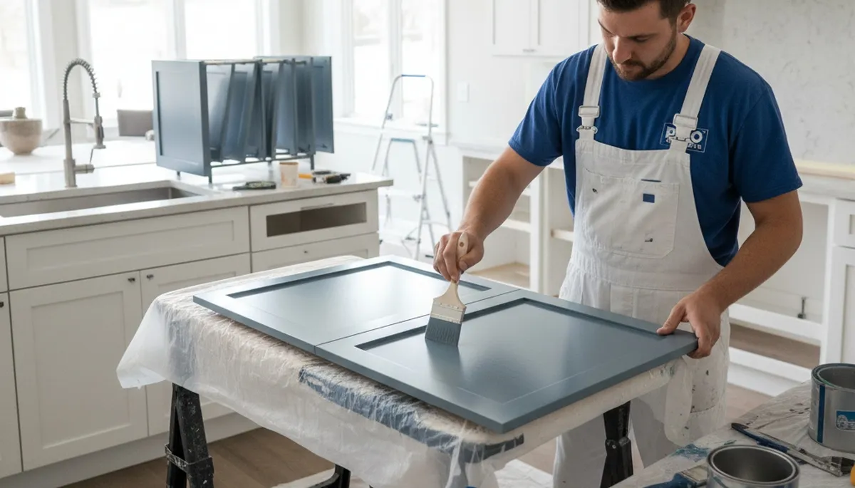 Professional cabinet painting in Wilmington, NC kitchen with durable, moisture-resistant finish